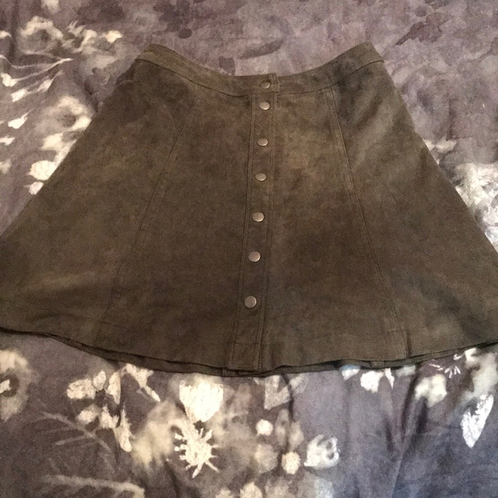 Army green suede skirt